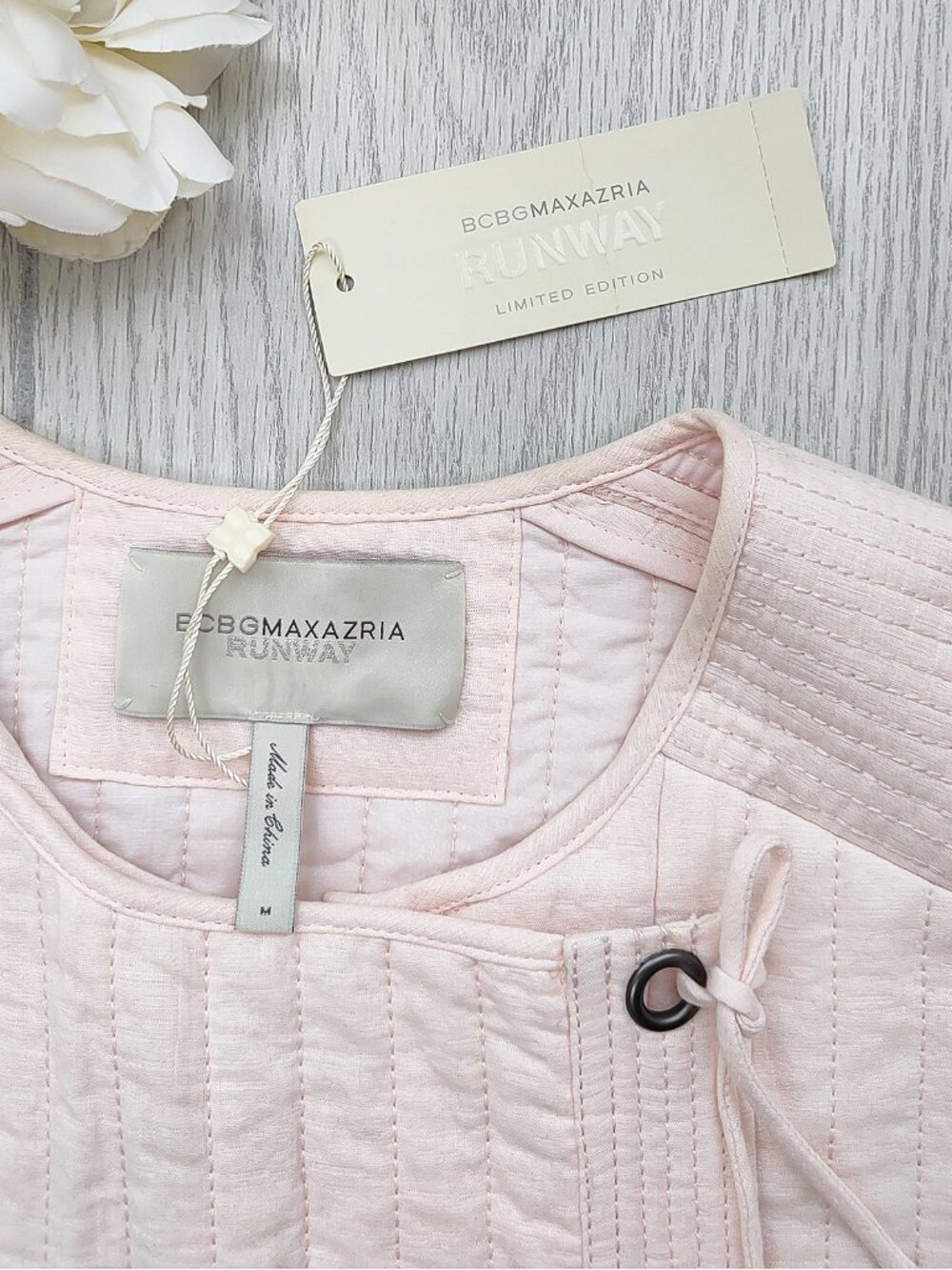NWT Christoff Quilted Pink Runway Vest Top Cotton Designer M $428 BCBGMAXAZRIA - Picture 9 of 16